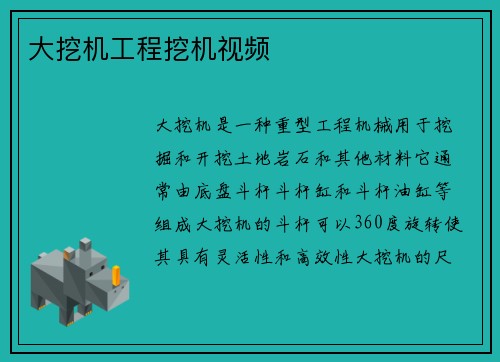 大挖机工程挖机视频